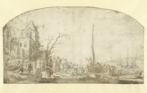 Christus predigt von einem Boot aus von Esaias van de Velde