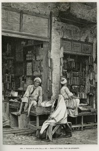 Perlenhändler in Jaffa (Israel). Gravur von E. Ronjat zur Illustration von La Syria d