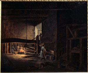 Die Schmieden in Chatillon-sur-Seine. Gemälde von Etienne Bouhot (1780-1862) 1823 Montbard, Musée des Forges de Breffan von Etienne Bouhot