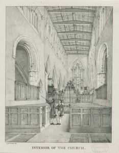Innenraum der Tamworth Kirche: Lithografie, undatiert [1796-1865] von Etienne Bruno Hamel