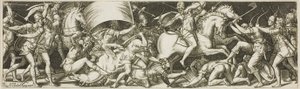 Schlacht von Kavalleristen und Infanteristen