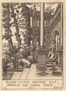 Narziss am Brunnen von Etienne Delaune after Rosso Fiorentino