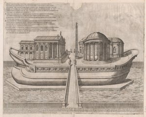 Speculum Romanae Magnificentiae: Tempel auf der Insel Tiber, 1582 von Etienne Duperac