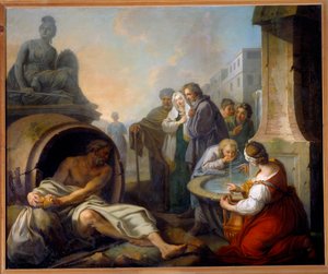 Diogenes zerbricht seinen Becher