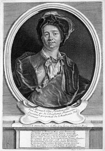 Bernard Le Bovier de Fontenelle, französischer Autor (Stich) von Etienne Jehandier (after) Desrochers