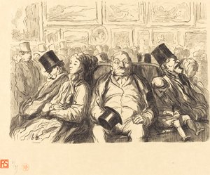 Ausstellung der Schönen Künste - Im quadratischen Salon - Ein Moment der Ruhe von Etienne after Honoré Daumier