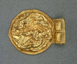 Geprägter Bulla-Anhänger. Etruskische Zivilisation, 4. Jahrhundert v. Chr.
