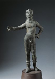 Italien, Provinz Arezzo, Cortona, Bronzestatue des Gottes Culsans von Etruscan