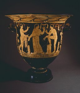 Krater (große Vase) des Nepi-Malers. Rotfigurige Keramik aus Corchiano (Latium). Etruskische Zivilisation, 4. Jahrhundert v. Chr.