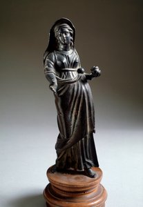 Etruskische Zivilisation: „Opferfigur“ Bronzeskulptur, aus Montalcino, Italien 300 v. Chr. Dim 26 cm. Florenz, Archäologisches Museum von Etruscan Etruscan