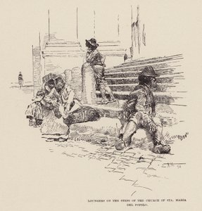 Faulenzer auf den Stufen der Kirche Santa Maria del Popolo