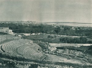 Blick auf die Stadt vom griechischen Theater, Syrakus, Sizilien, Italien, 1927