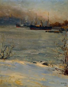 Ångbåtar vid Beckholmen, Stockholm