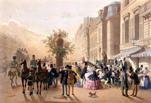 Boulevard des Italiens (vor Tortoni) - Lithographie von Guérard