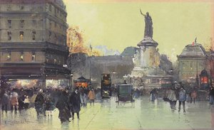 Place de la République, Paris von Eugene Galien Laloue