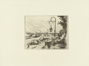 Stadtansicht mit Austerlitzbrücke und Seine in Paris von Eugene Bejot