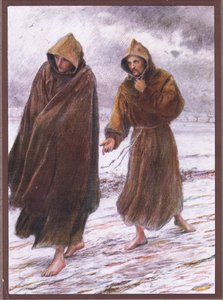 Der heilige Franziskus schickt Bruder Leo, wo vollkommene Freude gefunden wird von Eugene Burnand
