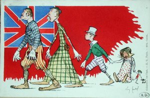 Britische Familie aus der Sicht der Franzosen, Postkarte