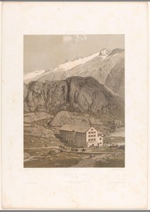 Ansicht des Hotels am Grimselpass von Eugene Ciceri