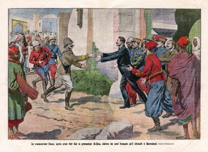 Ereignisse in Marokko, übernommen von den Truppen von Hubert Lyautey und Charles Mangin. Kommandant Simon, nachdem er vor dem Prätendenten El-Hiba geflohen war, befreite die Neun von Eugene Damblans