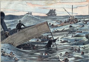Untergang des Schiffes „Burgundy“, versenkt von einem englischen Segelboot von Eugene Damblans