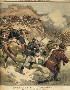 Südafrika, Die Anglo-Burenkriege, Tod des Buren-Generals Viljoen während eines Kampfes mit den Engländern, Druck von Eugene Damblans