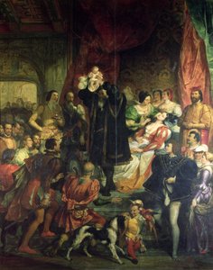 Die Geburt von Henri IV (1553-1610) im Schloss von Pau, 13. Dezember 1553, 1827 von Eugene Deveria