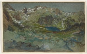 Blick auf den Lac d’Espingo und den Cirque d’Espingo in den Pyrenäen von Eugene Emmanuel Viollet le Duc