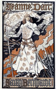 Plakat „Johanna von Orleans“ (Henriette Rosine Bernard alias Sarah Bernhardt (1844-1923) spielt in Johanna von Orleans). Sd. circa 1890 von Eugene Grasset