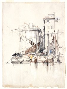 Am Meer - Fischerdorf von Eugene Isabey