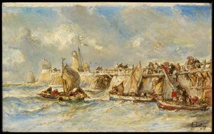Anlegestelle am Kai von Eugene Isabey