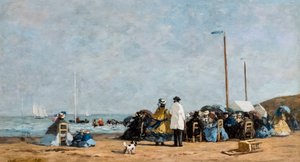 Crinolinen am Strand von Eugene Louis Boudin