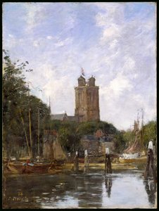 Dordrecht, die Grote Kerk vom Kanal aus, 1884 von Eugene Louis Boudin