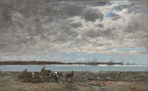 Kelp-Ernte im Hafen von Brest von Eugene Louis Boudin