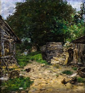 Landschaft. Innenhof eines Bauernhofs