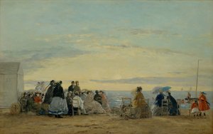 Am Strand, Sonnenuntergang von Eugene Louis Boudin