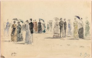 Menschen am Strand von Trouville
