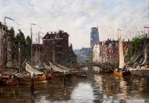 Rotterdam, die Börsenbrücke von Eugene Louis Boudin