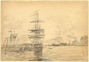 Schiffe im Hafen, ca. 1875 von Eugene Louis Boudin