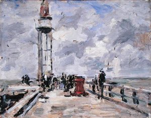 Der Steg und der Leuchtturm in Honfleur, ca. 1885-90