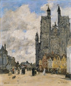 Der Platz der Kirche Saint Vulfran in Abbeville von Eugene Louis Boudin