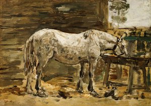 Weißes Pferd an der Tränke, ca. 1885-90