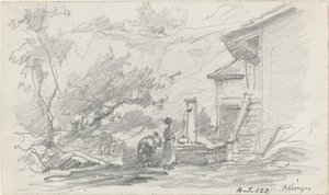 Frauen an einem Brunnen, Allinges, späte 19. Jahrhundert von Eugene Louis Boudin
