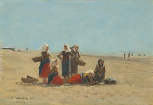Frauen am Strand von Berck, 1881 von Eugene Louis Boudin