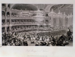 Maskenball in der Oper von Paris. Gravur von Eugene Louis Lami (1800-1890) 1843