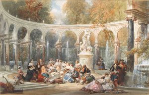 Gesellschaft im Bosquet de la Colonnade im Garten von Versailles von Eugene Louis Lami