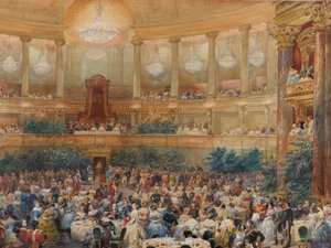 Das Abendessen in Versailles in Anwesenheit von Napoleon III