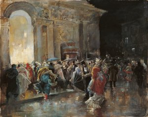 Ankunft im Theater in der Nacht eines Maskenballs