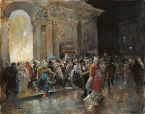 Ankunft im Theater bei einem Maskenball