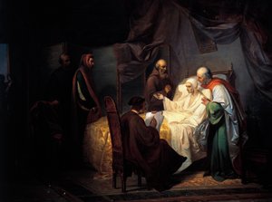 Dante Alighieri auf seinem Sterbebett von Eugenio Moretti Larese